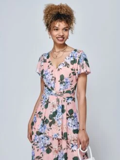 Danica Tiered Hem Mesh Maxi Dress, Pink Multi 9 Danica Tiered Hem Mesh Maxi Dress, Pink Multi -DORIA Clothing Shop HBA 5373 PinkMulti 3