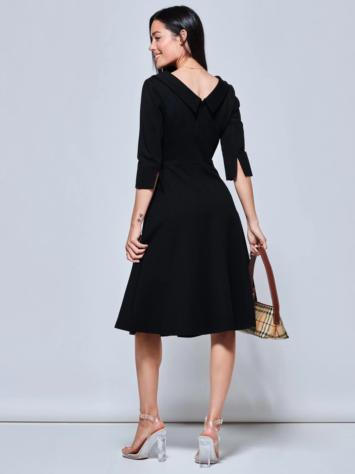 Sloan 3/4 Sleeve Midi Dress, Black 2 Sloan 3/4 Sleeve Midi Dress, Black - Image 2