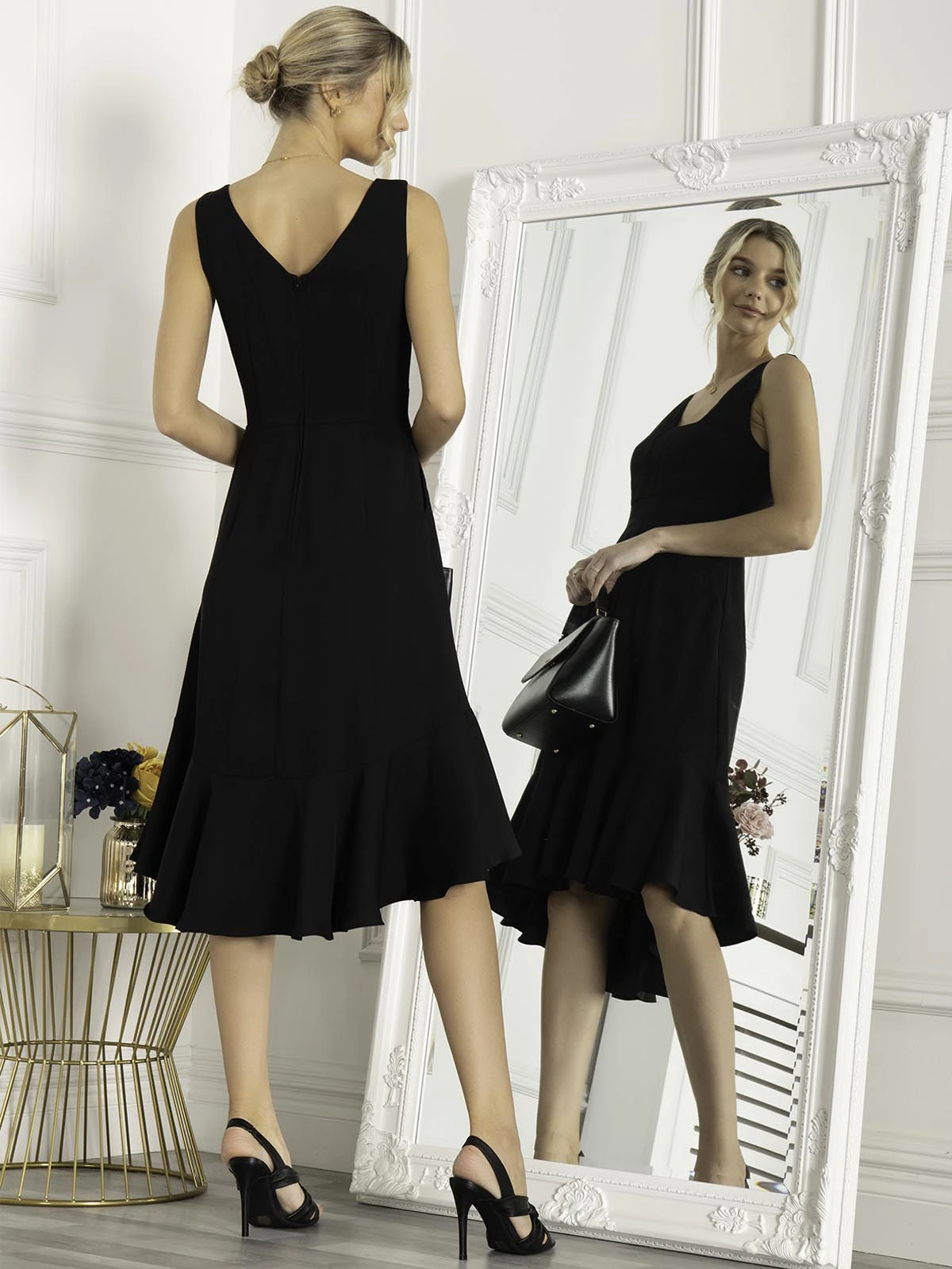 Jolie Moi Palmer Dip Hem Shift Dress, Black 4 Jolie Moi Palmer Dip Hem Shift Dress, Black - Image 4