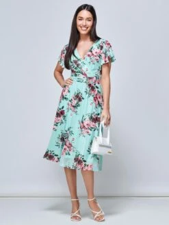 Jolie Moi Kiley Wrap Front Mesh Dress, Light Green 12 Jolie Moi Kiley Wrap Front Mesh Dress, Light Green -DORIA Clothing Shop HR 1032 LIGHTGREEN 4