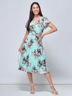 Jolie Moi Kiley Wrap Front Mesh Dress, Light Green 14 Jolie Moi Kiley Wrap Front Mesh Dress, Light Green -DORIA Clothing Shop HR 1032 LIGHTGREEN 6