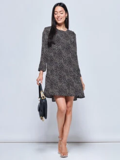 Jolene Tiered Hem Tunic Dress, Black Animal 10 Jolene Tiered Hem Tunic Dress, Black Animal -DORIA Clothing Shop HUS 2160 BlackAnimal 5