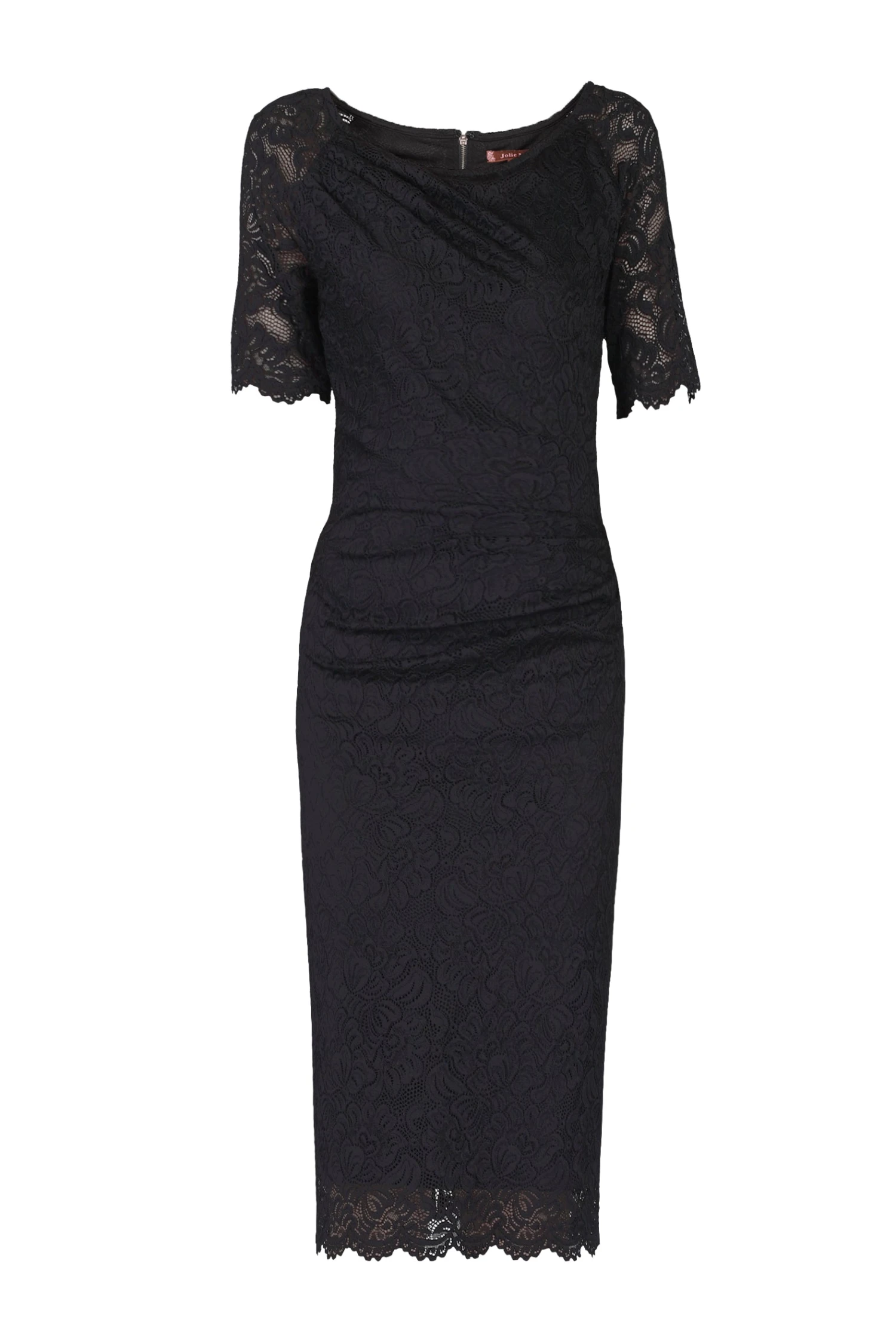 Lace Ruched Shift Dress, Black 1 Lace Ruched Shift Dress, Black