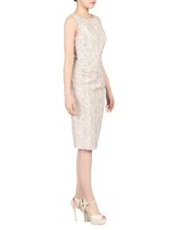 Bonded Lace Ruched Dress, Light Pink