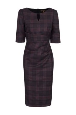 Checked Woven Shift Dress, Black Check