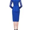 Lace Sleeve Fold Detail Bodycon Dress, Royal Blue