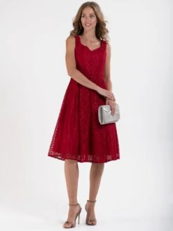 Sweetheart Pleated Lace Dress, Dark Red 8 Sweetheart Pleated Lace Dress, Dark Red -DORIA Clothing Shop JE 8108 b7ac99c0 c812 4250 9c89 07755086a338