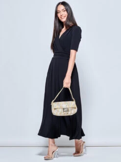 Plain Wrap Front Jersey Maxi Dress, Black 9 Plain Wrap Front Jersey Maxi Dress, Black -DORIA Clothing Shop JS621133 Black 5