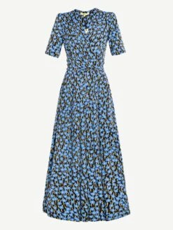 Jolie Moi Acadia Floral Print Wrap Maxi Dress, Blue/Black -DORIA Clothing Shop JolieMoiAcadiaFloralPrintWrapMaxiDress BlueBlack
