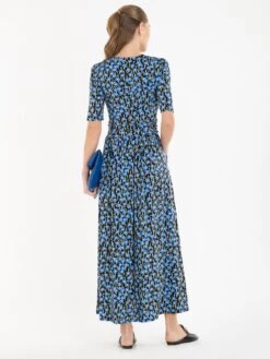 Jolie Moi Acadia Floral Print Wrap Maxi Dress, Blue/Black -DORIA Clothing Shop JolieMoiAcadiaFloralPrintWrapMaxiDress BlueBlack 632