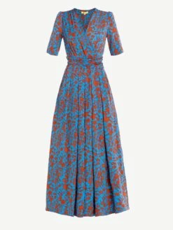 Jolie Moi Acadia Floral Print Wrap Maxi Dress, Blue/Multi -DORIA Clothing Shop JolieMoiAcadiaFloralPrintWrapMaxiDress BlueMulti