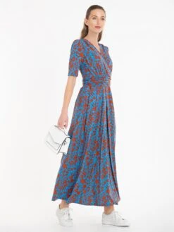 Jolie Moi Acadia Floral Print Wrap Maxi Dress, Blue/Multi -DORIA Clothing Shop JolieMoiAcadiaFloralPrintWrapMaxiDress Bluefloral 1039