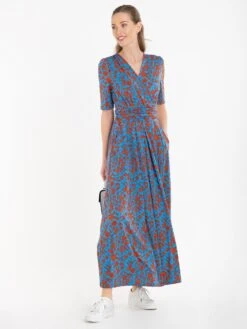 Jolie Moi Acadia Floral Print Wrap Maxi Dress, Blue/Multi -DORIA Clothing Shop JolieMoiAcadiaFloralPrintWrapMaxiDress Bluefloral 1042