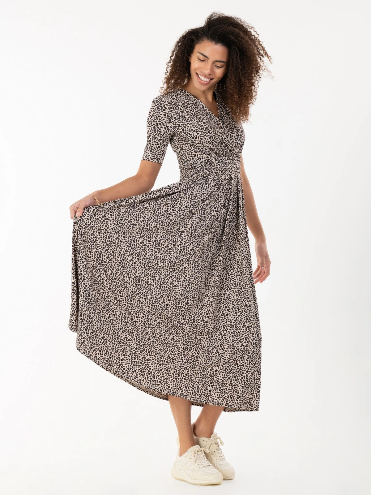 Jolie Moi Beatrice Animal Print Jersey Maxi Dress, Neutral Animal 2 Jolie Moi Beatrice Animal Print Jersey Maxi Dress, Neutral Animal - Image 2