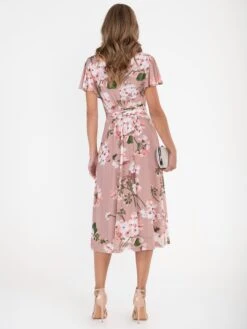Jolie Moi Shirley Mesh Midi Dress, Pink Floral -DORIA Clothing Shop JolieMoiFitandFlareFloralPrintMidiDress 284