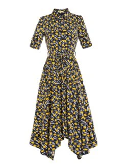 Jolie Moi Handkerchief Hem Shirt Dress, Yellow/Multi 11 Jolie Moi Handkerchief Hem Shirt Dress, Yellow/Multi -DORIA Clothing Shop JolieMoiHandkerchiefHemShirtDress floralprintmaxidress