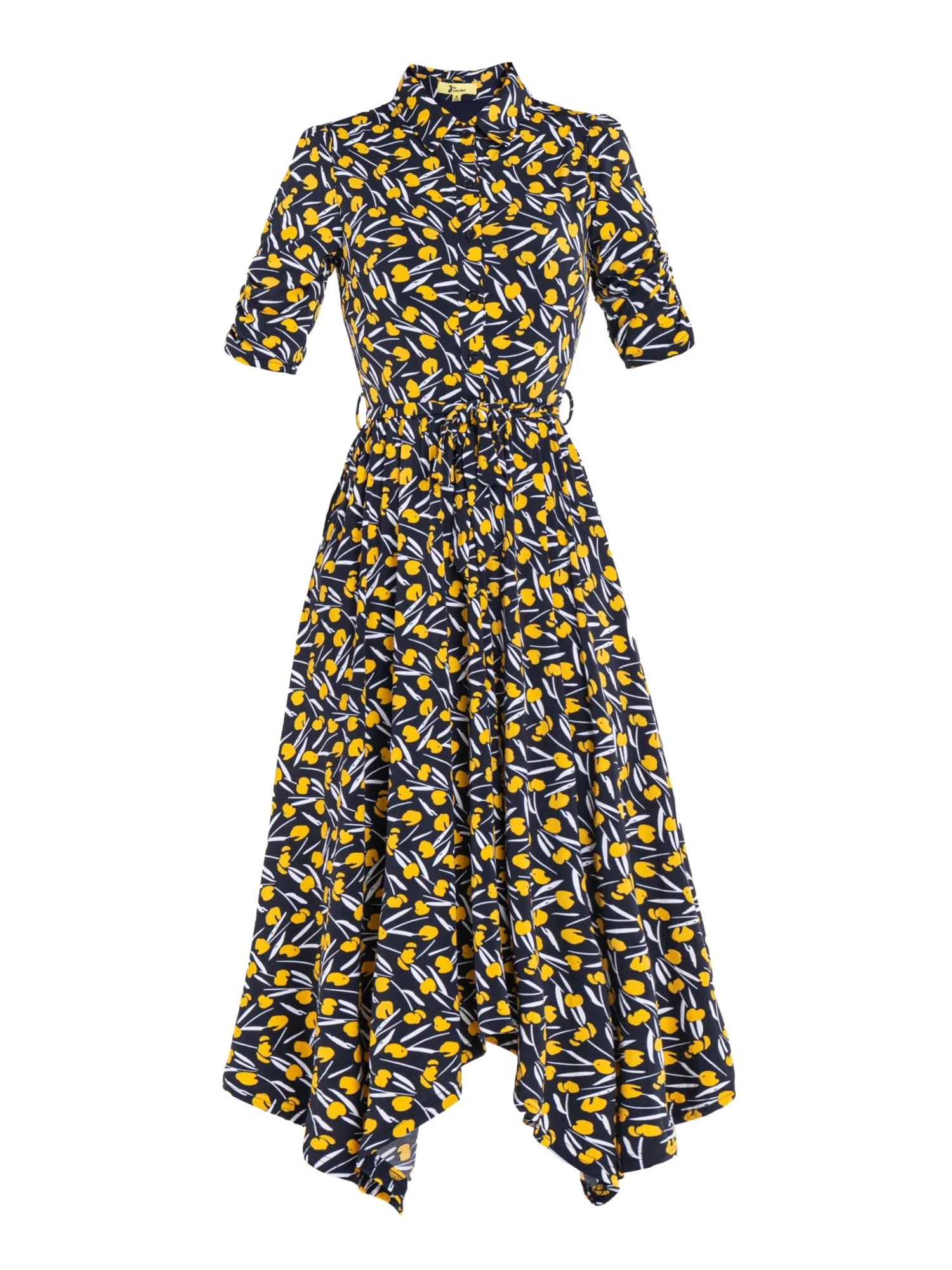 Jolie Moi Handkerchief Hem Shirt Dress, Yellow/Multi 6 Jolie Moi Handkerchief Hem Shirt Dress, Yellow/Multi - Image 6
