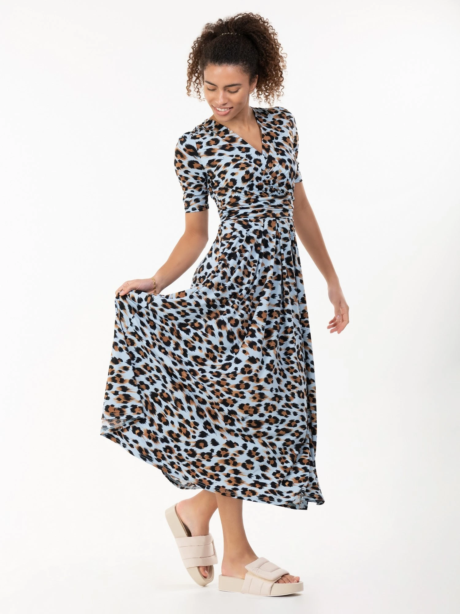 Jolie Moi Jenny Animal Print Maxi Dress, Blue Animal 4 Jolie Moi Jenny Animal Print Maxi Dress, Blue Animal - Image 4