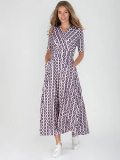 Jolie Moi Molly Geo Print Maxi Dress, Pink Geo -DORIA Clothing Shop JolieMoiMollyGeoPrintMaxiDress PinkGeo