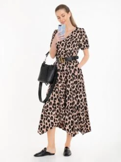 Nana Hanky Hem Dress, Pink Animal -DORIA Clothing Shop JolieMoiNanaHankyHemDress PinkAnimal 687