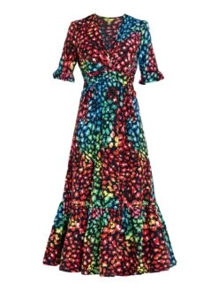 Jolie Moi Paola Tiered Midi Dress, Navy/Multi -DORIA Clothing Shop JolieMoiPaolaTieredMidiDress NavyMulti 1166
