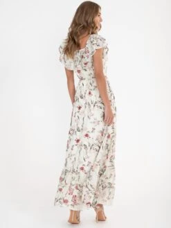 Jolie Moi Ruffle Floral Maxi Dress, Cream/Multi -DORIA Clothing Shop JolieMoiRuffleFloralMaxiDress CreamMulti2