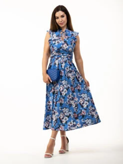 Kynlee Frilly Shoulder Maxi Dress, Blue Floral 11 Kynlee Frilly Shoulder Maxi Dress, Blue Floral -DORIA Clothing Shop K 2158BlueFloral 2