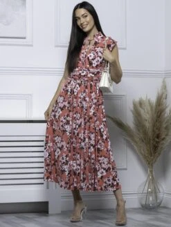 Kynlee Frilly Shoulder Maxi Dress, Coral -DORIA Clothing Shop K 2158 Coral 5