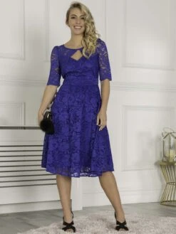 Fit And Flare Lace Midi Dress, Royal Blue