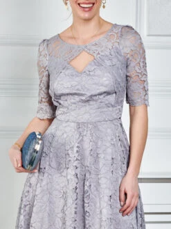 Fit & Flare Sleeved Lace Midi Dress, Silver Grey 9 Fit & Flare Sleeved Lace Midi Dress, Silver Grey -DORIA Clothing Shop K 6811 SilverGrey 3 6cda590d 6176 47ab b550 2831e2ceaf81