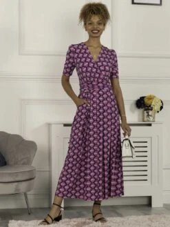 Coleen Wrap Maxi Dress, Fuschia