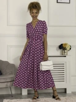 Coleen Wrap Maxi Dress, Fuschia -DORIA Clothing Shop KF621133 PinkMulti 3