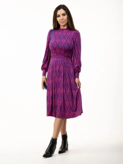 Jolie Moi Kathryn Long Sleeve Midi Dress, Geo Multi -DORIA Clothing Shop KY 2312GeoMulti 2