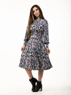 Jolie Moi Kathryn Long Sleeve Midi Dress, Floral Multi 11 Jolie Moi Kathryn Long Sleeve Midi Dress, Floral Multi -DORIA Clothing Shop KY 2312PuirpleFloral 3