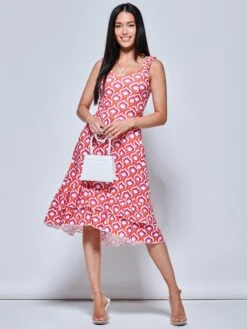 Gabriel Tiered Sleeveless Jersey Dress, Orange Geo 8 Gabriel Tiered Sleeveless Jersey Dress, Orange Geo -DORIA Clothing Shop L 578573 OrangeGeo 5