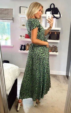 Lola Wrap Dip Hem Maxi Dress, Green Animal 15 Lola Wrap Dip Hem Maxi Dress, Green Animal -DORIA Clothing Shop L 670 12GreenAnimal 2