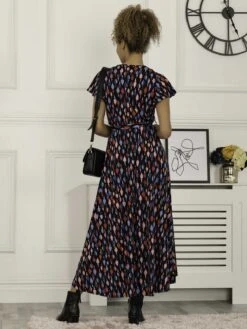 Lola Wrap Dip Hem Maxi Dress, Navy Multi 7 Lola Wrap Dip Hem Maxi Dress, Navy Multi -DORIA Clothing Shop L 670 12 NavyMulti 3