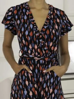 Lola Wrap Dip Hem Maxi Dress, Navy Multi 9 Lola Wrap Dip Hem Maxi Dress, Navy Multi -DORIA Clothing Shop L 670 12 NavyMulti 4