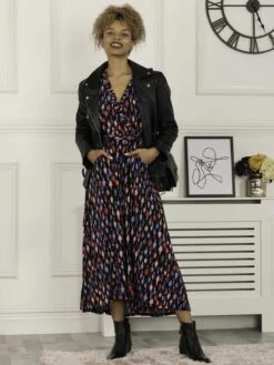 Lola Wrap Dip Hem Maxi Dress, Navy Multi 8 Lola Wrap Dip Hem Maxi Dress, Navy Multi -DORIA Clothing Shop L 670 12 NavyMulti 5