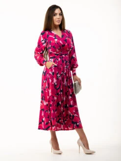 Jolie Moi Vivian Long Sleeve Dress, Abstract Multi -DORIA Clothing Shop L312 621AbstractMulti 3