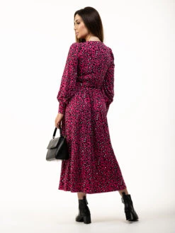 Jolie Moi Vivian Long Sleeve Dress, Pink Animal -DORIA Clothing Shop L312 621PinkAnimal 4