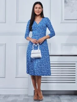 Gretta Jersey Fit & Flare Dress, Blue Floral 9 Gretta Jersey Fit & Flare Dress, Blue Floral -DORIA Clothing Shop L6102101 Bluefloral 5