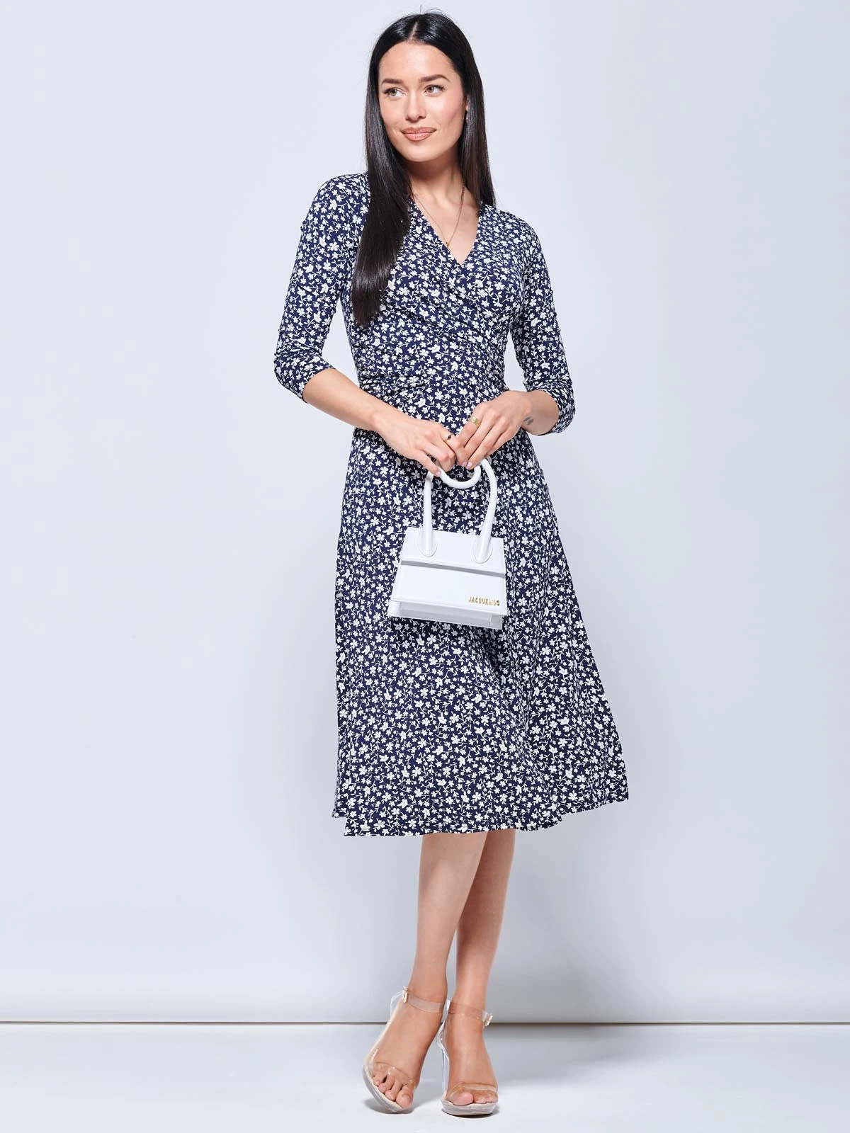 Gretta Jersey Fit & Flare Dress, Navy Floral 5 Gretta Jersey Fit & Flare Dress, Navy Floral - Image 5