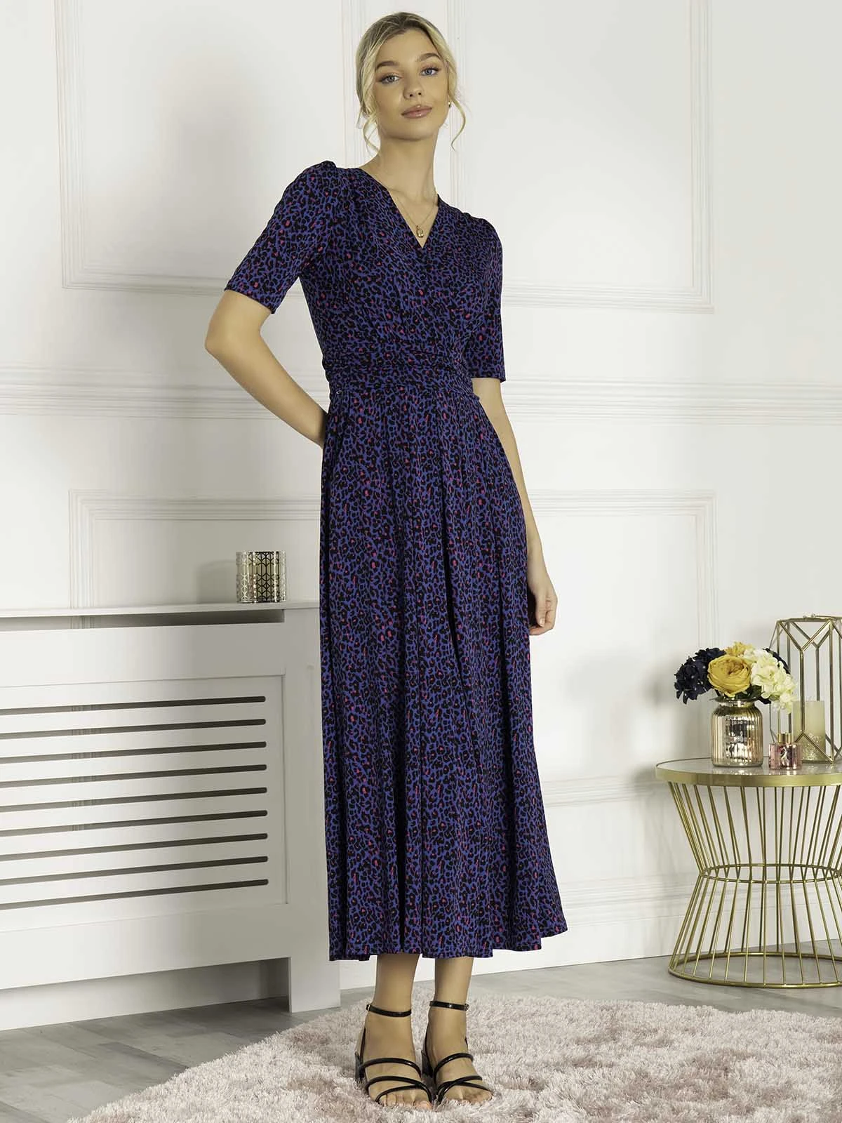 Jolie Moi Acadia Animal Print Wrap Maxi Dress, Blue Animal 5 Jolie Moi Acadia Animal Print Wrap Maxi Dress, Blue Animal - Image 5