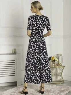Jolie Moi Acadia Floral Print Wrap Maxi Dress, Navy White Floral -DORIA Clothing Shop L621 137 NavyWhiteFloral 4