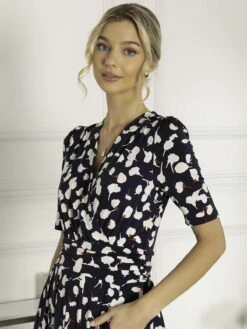 Jolie Moi Acadia Floral Print Wrap Maxi Dress, Navy White Floral -DORIA Clothing Shop L621 137 NavyWhiteFloral 5