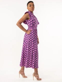 Jolie Moi Doris Frilly Maxi Dress, Pink Animal -DORIA Clothing Shop L951 133PINKANIMAL 3