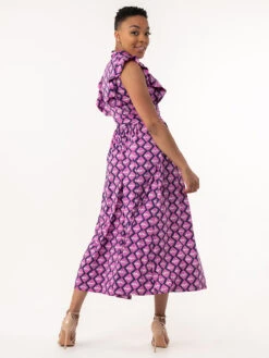 Jolie Moi Doris Frilly Maxi Dress, Pink Animal -DORIA Clothing Shop L951 133PINKANIMAL 5