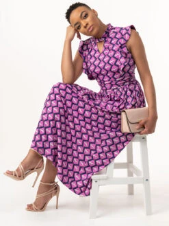 Jolie Moi Doris Frilly Maxi Dress, Pink Animal -DORIA Clothing Shop L951 133PINKANIMAL 6