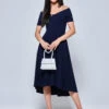 Lenora Fit & Flare Midi Dress, Navy